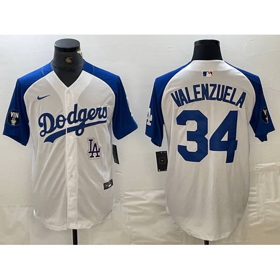 Men Los Angeles Dodgers 34 Toro Valenzuela White Blue Vin Patch Cool Base Stitched Baseball Jersey 8 Men Los Angeles Dodgers 34 Toro Valenzuela White Blue Vin Patch Cool Base Stitched Baseball Jersey 8
