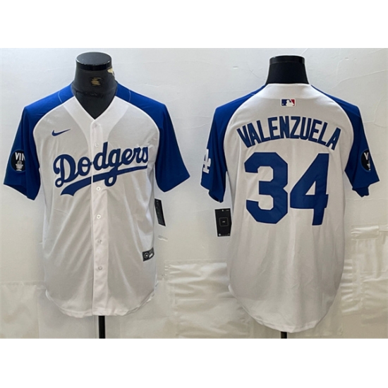 Men Los Angeles Dodgers 34 Toro Valenzuela White Blue Vin Patch Cool Base Stitched Baseball Jersey Men Los Angeles Dodgers 34 Toro Valenzuela White Blue Vin Patch Cool Base Stitched Baseball Jersey