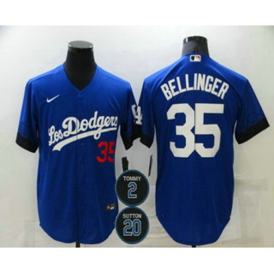 Men Los Angeles Dodgers 35 Cody Bellinger Blue 2 20 Patch City Connect Number Cool Base Stitched Jersey Men Los Angeles Dodgers 35 Cody Bellinger Blue 2 20 Patch City Connect Number Cool Base Stitched Jersey