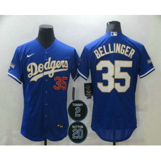 Men Los Angeles Dodgers 35 Cody Bellinger Blue Gold 2 20 Patch Stitched MLB Flex Base Nike Jersey Men Los Angeles Dodgers 35 Cody Bellinger Blue Gold 2 20 Patch Stitched MLB Flex Base Nike Jersey