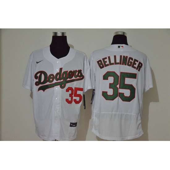Men Los Angeles Dodgers 35 Cody Bellinger White With Green Name Stitched MLB Flex Base Nike Jersey Men Los Angeles Dodgers 35 Cody Bellinger White With Green Name Stitched MLB Flex Base Nike Jersey