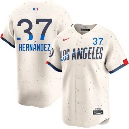 Men Los Angeles Dodgers 37 Teoscar Hernandez Cream Stitched Baseball Jersey Men Los Angeles Dodgers 37 Teoscar Hernandez Cream Stitched Baseball Jersey