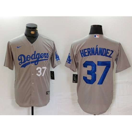 Men Los Angeles Dodgers 37 Teoscar Hernandez Grey Cool Base Stitched Baseball Jersey 5 Men Los Angeles Dodgers 37 Teoscar Hernandez Grey Cool Base Stitched Baseball Jersey 5