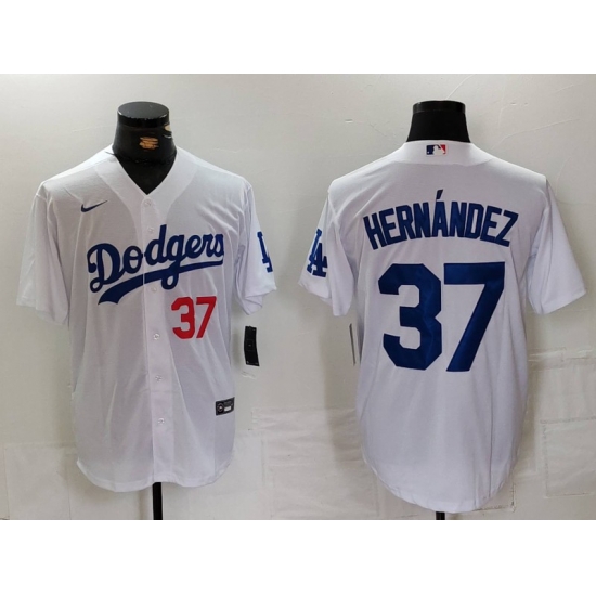 Men Los Angeles Dodgers 37 Teoscar Hernandez White Cool Base Stitched Baseball Jersey 3 Men Los Angeles Dodgers 37 Teoscar Hernandez White Cool Base Stitched Baseball Jersey 3
