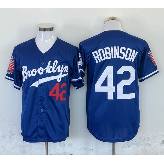 Men Los Angeles Dodgers 42 Jackie Robinson Blue Stitched Baseball Jersey