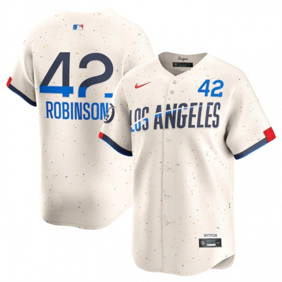 Men Los Angeles Dodgers 42 Jackie Robinson Cream 2024 City Connect Limited Stitched Baseball Jersey Men Los Angeles Dodgers 42 Jackie Robinson Cream 2024 City Connect Limited Stitched Baseball Jersey