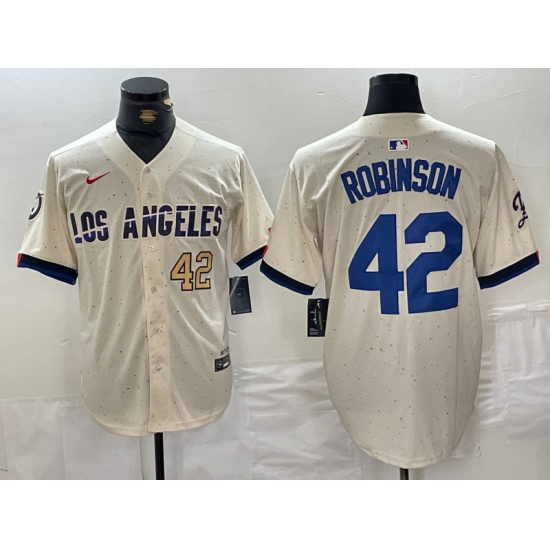 Men Los Angeles Dodgers 42 Jackie Robinson Cream Stitched Baseball Jersey 1 Men Los Angeles Dodgers 42 Jackie Robinson Cream Stitched Baseball Jersey 1