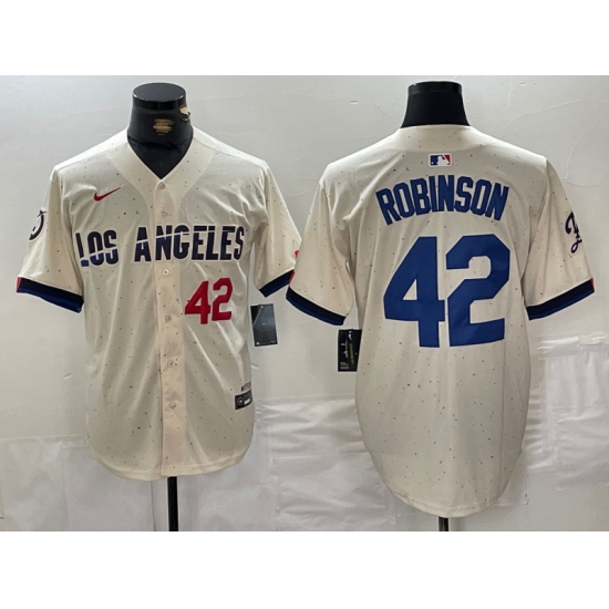 Men Los Angeles Dodgers 42 Jackie Robinson Cream Stitched Baseball Jersey 2 Men Los Angeles Dodgers 42 Jackie Robinson Cream Stitched Baseball Jersey 2