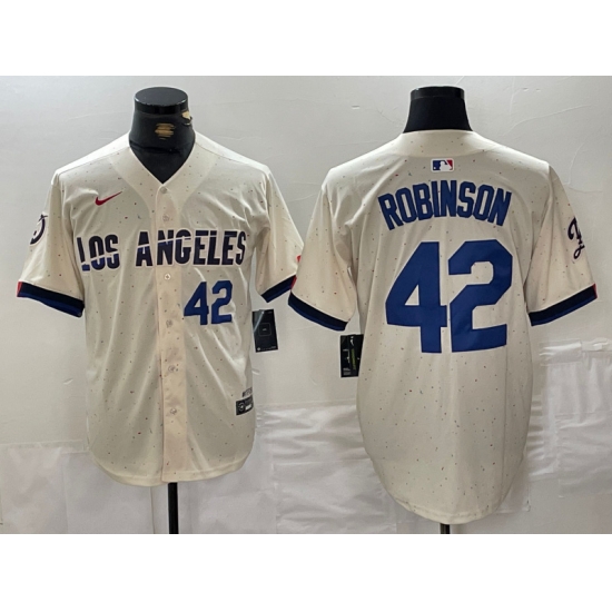 Men Los Angeles Dodgers 42 Jackie Robinson Cream Stitched Baseball Jersey 3 Men Los Angeles Dodgers 42 Jackie Robinson Cream Stitched Baseball Jersey 3