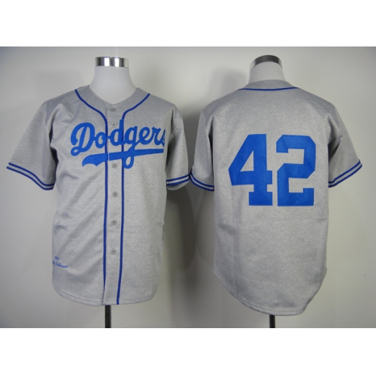 Men Los Angeles Dodgers #42 Jackie Robinson Gray Stitched Road Jersey Men Los Angeles Dodgers #42 Jackie Robinson Gray Stitched Road Jersey