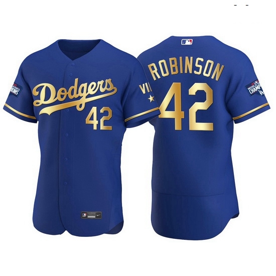 Men Los Angeles Dodgers 42 Jackie Robinson Men Nike Authentic 2021 Gold Program World Series Champions MLB Jersey Royal Men Los Angeles Dodgers 42 Jackie Robinson Men Nike Authentic 2021 Gold Program World Series Champions MLB Jersey Royal