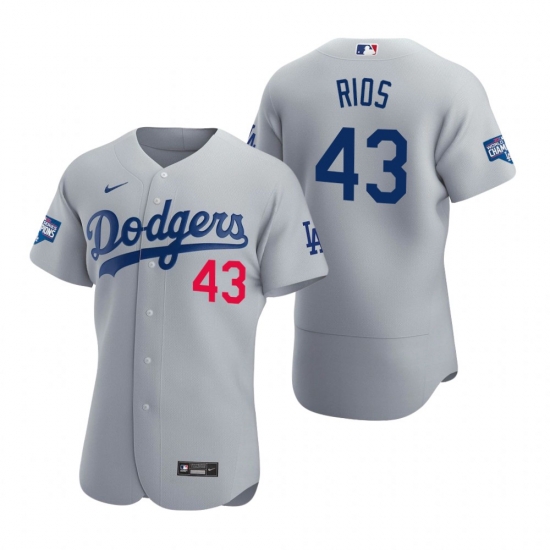 Men Los Angeles Dodgers 43 Edwin Rios Gray 2020 World Series Champions Flexbase Jersey Men Los Angeles Dodgers 43 Edwin Rios Gray 2020 World Series Champions Flexbase Jersey