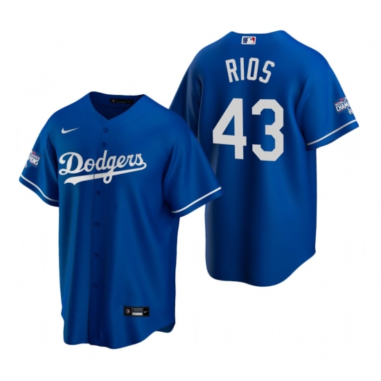 Men Los Angeles Dodgers 43 Edwin Rios Royal 2020 World Series Champions Replica Jersey Men Los Angeles Dodgers 43 Edwin Rios Royal 2020 World Series Champions Replica Jersey