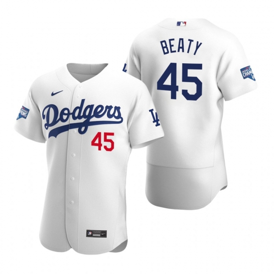 Men Los Angeles Dodgers 45 Matt Beaty White 2020 World Series Champions Flex Base Jersey Men Los Angeles Dodgers 45 Matt Beaty White 2020 World Series Champions Flex Base Jersey