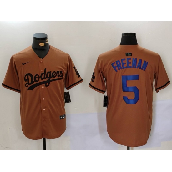 Men Los Angeles Dodgers 5 5 Freddie Freeman Brown Cool Base Stitched Baseball Jersey 2 Men Los Angeles Dodgers 5 5 Freddie Freeman Brown Cool Base Stitched Baseball Jersey 2