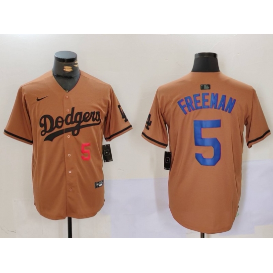 Men Los Angeles Dodgers 5 5 Freddie Freeman Brown Cool Base Stitched Baseball Jersey 7 Men Los Angeles Dodgers 5 5 Freddie Freeman Brown Cool Base Stitched Baseball Jersey 7