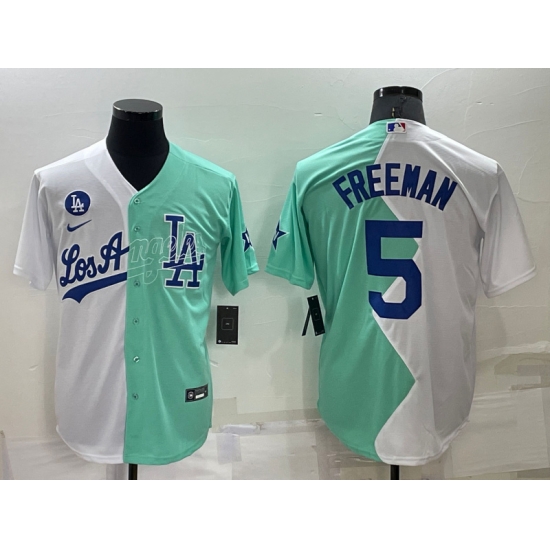 Men Los Angeles Dodgers 5 Freddie Freeman 2022 All Star White Green Cool Base Stitched Baseball Jersey Men Los Angeles Dodgers 5 Freddie Freeman 2022 All Star White Green Cool Base Stitched Baseball Jersey