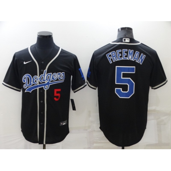 Men Los Angeles Dodgers 5 Freddie Freeman Black Cool Base Stitched Baseball Jerse Men Los Angeles Dodgers 5 Freddie Freeman Black Cool Base Stitched Baseball Jerse