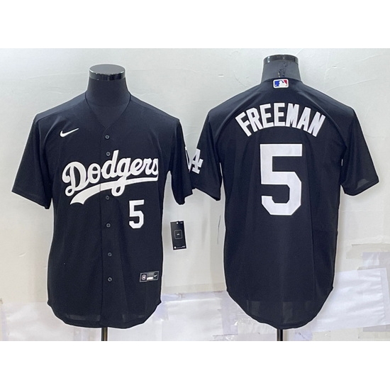 Men Los Angeles Dodgers 5 Freddie Freeman Black Cool Base Stitched Baseball Jersey Men Los Angeles Dodgers 5 Freddie Freeman Black Cool Base Stitched Baseball Jersey