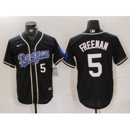 Men Los Angeles Dodgers 5 Freddie Freeman Black Cool Base With Patch Stitched Baseball Jersey 1 Men Los Angeles Dodgers 5 Freddie Freeman Black Cool Base With Patch Stitched Baseball Jersey 1