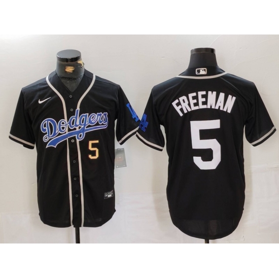 Men Los Angeles Dodgers 5 Freddie Freeman Black Cool Base With Patch Stitched Baseball Jersey 3 Men Los Angeles Dodgers 5 Freddie Freeman Black Cool Base With Patch Stitched Baseball Jersey 3