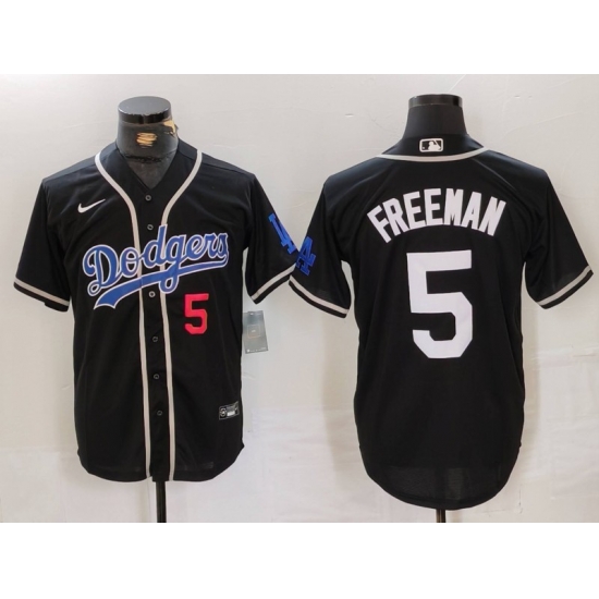 Men Los Angeles Dodgers 5 Freddie Freeman Black Cool Base With Patch Stitched Baseball Jersey 5 Men Los Angeles Dodgers 5 Freddie Freeman Black Cool Base With Patch Stitched Baseball Jersey 5