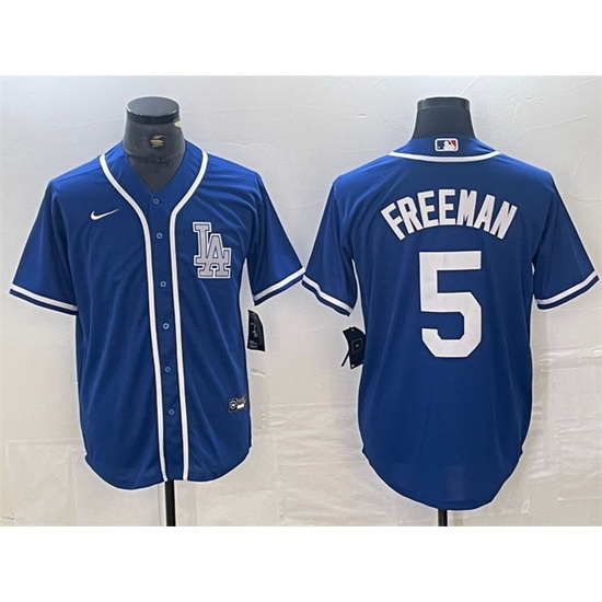 Men Los Angeles Dodgers 5 Freddie Freeman Blue Cool Base Stitched Baseball Jersey Men Los Angeles Dodgers 5 Freddie Freeman Blue Cool Base Stitched Baseball Jersey