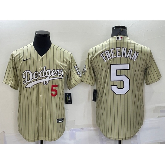 Men Los Angeles Dodgers 5 Freddie Freeman Cream Cool Base Stitched Jersey Men Los Angeles Dodgers 5 Freddie Freeman Cream Cool Base Stitched Jersey