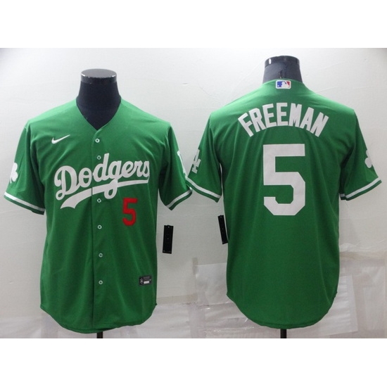 Men Los Angeles Dodgers 5 Freddie Freeman Green Stitched Baseball Jerse Men Los Angeles Dodgers 5 Freddie Freeman Green Stitched Baseball Jerse