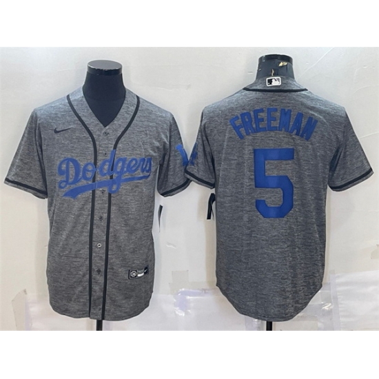Men Los Angeles Dodgers 5 Freddie Freeman Grey Cool Base Stitched Jersey Men Los Angeles Dodgers 5 Freddie Freeman Grey Cool Base Stitched Jersey