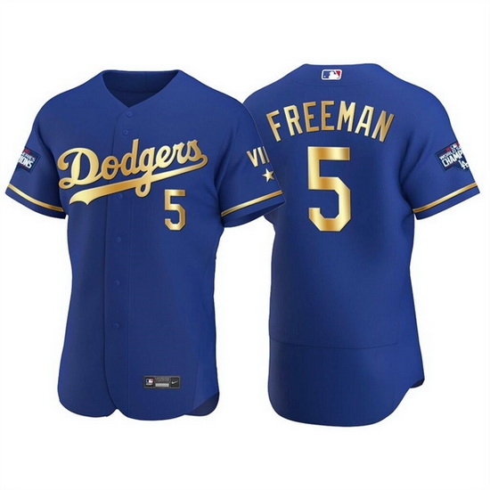 Men Los Angeles Dodgers 5 Freddie Freeman Royal Golden Flex Base Stitched jersey Men Los Angeles Dodgers 5 Freddie Freeman Royal Golden Flex Base Stitched jersey