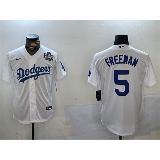 Men Los Angeles Dodgers 5 Freddie Freeman White 2024 World Series Cool Base Stitched Baseball Jersey Men Los Angeles Dodgers 5 Freddie Freeman White 2024 World Series Cool Base Stitched Baseball Jersey