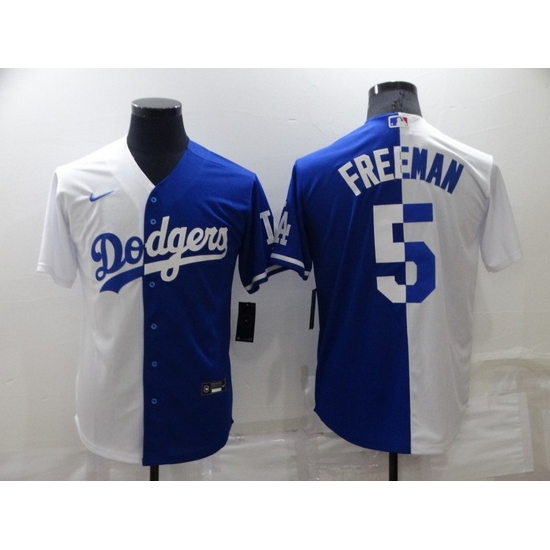 Men Los Angeles Dodgers 5 Freddie Freeman White Blue Split Cool Base Stitched Baseball Jerseys Men Los Angeles Dodgers 5 Freddie Freeman White Blue Split Cool Base Stitched Baseball Jerseys