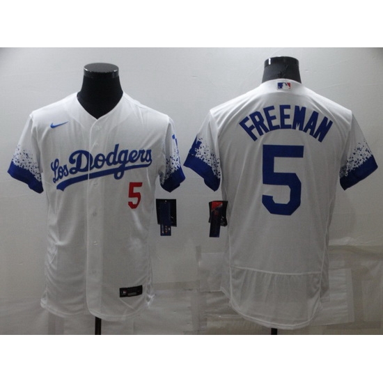 Men Los Angeles Dodgers 5 Freddie Freeman White City Connect Flex Base Stitched jersey Men Los Angeles Dodgers 5 Freddie Freeman White City Connect Flex Base Stitched jersey