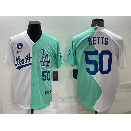 Men Los Angeles Dodgers 50 Mookie Betts 2022 All Star White Green Cool Base Stitched Baseball Jerseys Men Los Angeles Dodgers 50 Mookie Betts 2022 All Star White Green Cool Base Stitched Baseball Jerseys