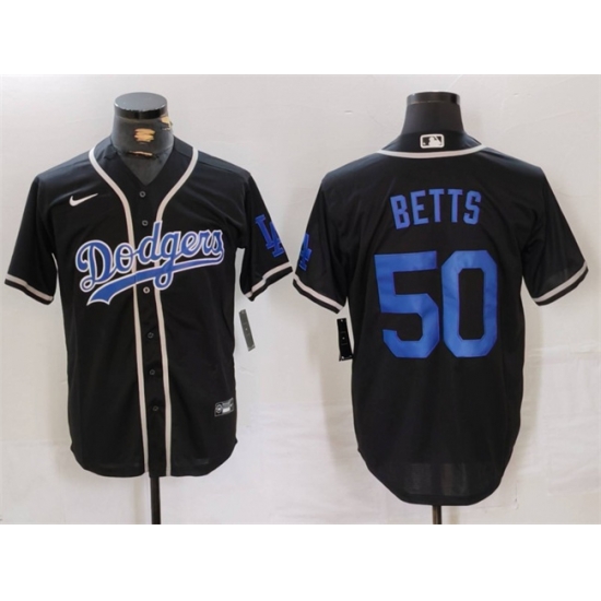 Men Los Angeles Dodgers 50 Mookie Betts Black Cool Base With Patch Stitched Baseball Jersey Men Los Angeles Dodgers 50 Mookie Betts Black Cool Base With Patch Stitched Baseball Jersey