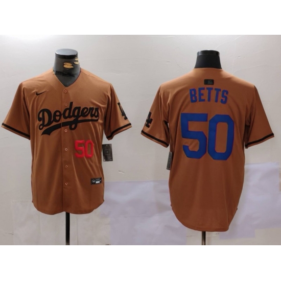 Men Los Angeles Dodgers 50 Mookie Betts Brown Cool Base Stitched Baseball Jersey 5 Men Los Angeles Dodgers 50 Mookie Betts Brown Cool Base Stitched Baseball Jersey 5