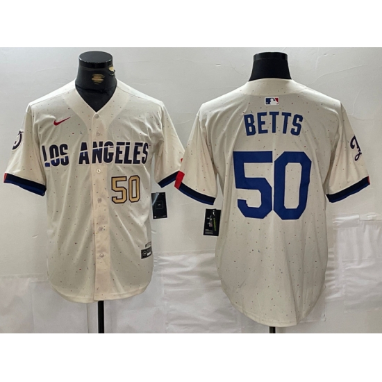 Men Los Angeles Dodgers 50 Mookie Betts Cream Stitched Baseball Jersey 1 Men Los Angeles Dodgers 50 Mookie Betts Cream Stitched Baseball Jersey 1