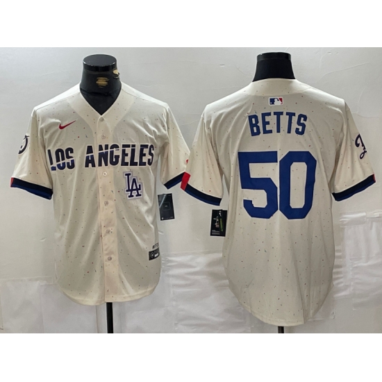 Men Los Angeles Dodgers 50 Mookie Betts Cream Stitched Baseball Jersey 3 Men Los Angeles Dodgers 50 Mookie Betts Cream Stitched Baseball Jersey 3