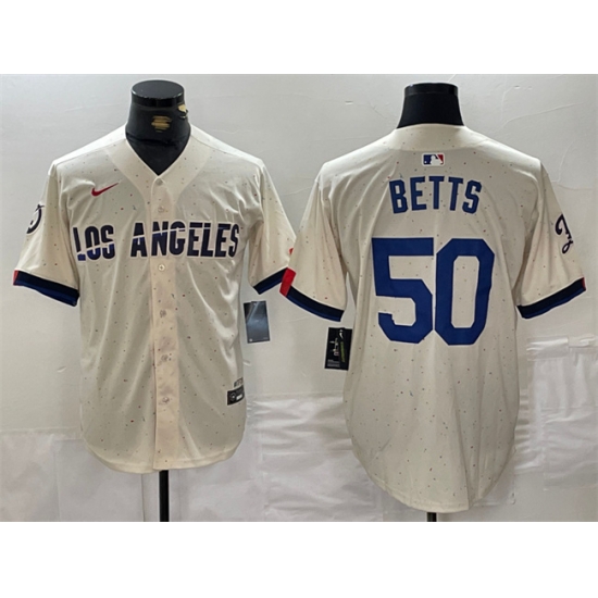 Men Los Angeles Dodgers 50 Mookie Betts Cream Stitched Baseball Jersey Men Los Angeles Dodgers 50 Mookie Betts Cream Stitched Baseball Jersey
