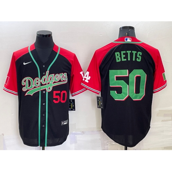 Men Los Angeles Dodgers 50 Mookie Betts Red Black Cool Base Stitched Baseball Jersey Men Los Angeles Dodgers 50 Mookie Betts Red Black Cool Base Stitched Baseball Jersey
