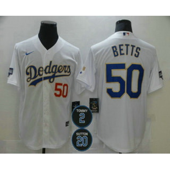 Men Los Angeles Dodgers 50 Mookie Betts Red Number White Gold 2 20 Patch Stitched MLB Cool Base Nike Jersey Men Los Angeles Dodgers 50 Mookie Betts Red Number White Gold 2 20 Patch Stitched MLB Cool Base Nike Jersey