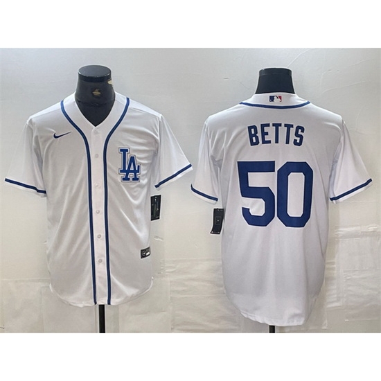 Men Los Angeles Dodgers 50 Mookie Betts White Cool Base Stitched Baseball Jersey Men Los Angeles Dodgers 50 Mookie Betts White Cool Base Stitched Baseball Jersey