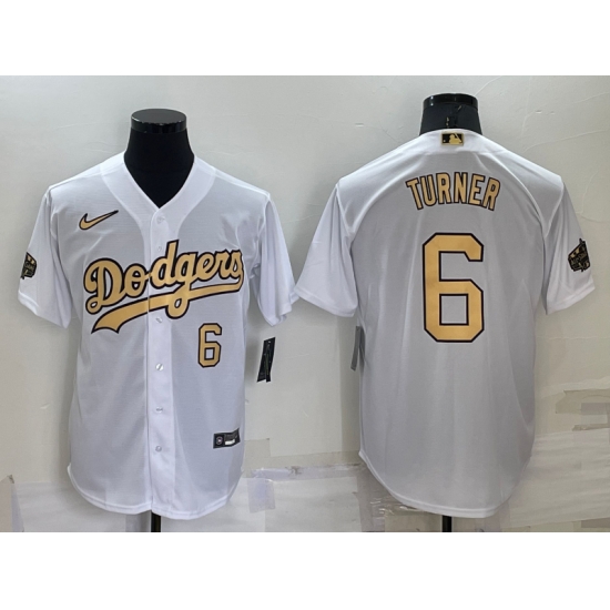 Men Los Angeles Dodgers 6 Trea Turner 2022 All Star White Cool Base Stitched Baseball Jersey Men Los Angeles Dodgers 6 Trea Turner 2022 All Star White Cool Base Stitched Baseball Jersey
