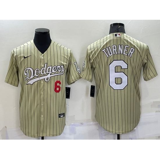 Men Los Angeles Dodgers 6 Trea Turner Cream Cool Base Stitched Jersey Men Los Angeles Dodgers 6 Trea Turner Cream Cool Base Stitched Jersey
