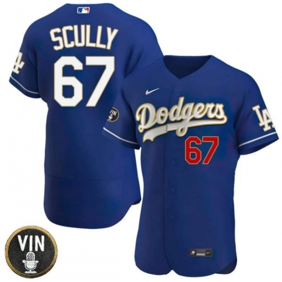 Men Los Angeles Dodgers 67 Vin Scully 2022 Navy Vin Scully Patch Flex Base Stitched Baseball Jersey Men Los Angeles Dodgers 67 Vin Scully 2022 Navy Vin Scully Patch Flex Base Stitched Baseball Jersey