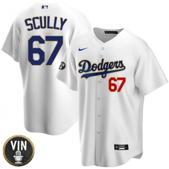 Men Los Angeles Dodgers 67 Vin Scully 2022 White Vin Scully Patch Cool Base Stitched Baseball Jersey Men Los Angeles Dodgers 67 Vin Scully 2022 White Vin Scully Patch Cool Base Stitched Baseball Jersey