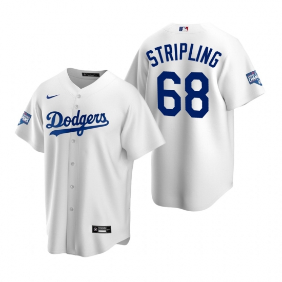 Men Los Angeles Dodgers 68 Ross Stripling White 2020 World Series Champions Replica Jersey Men Los Angeles Dodgers 68 Ross Stripling White 2020 World Series Champions Replica Jersey