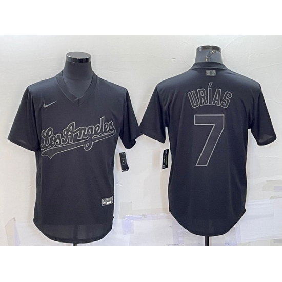 Men Los Angeles Dodgers 7 Julio Ur EDas Black Pitch Black Fashion Replica Stitched Jersey Men Los Angeles Dodgers 7 Julio Ur EDas Black Pitch Black Fashion Replica Stitched Jersey