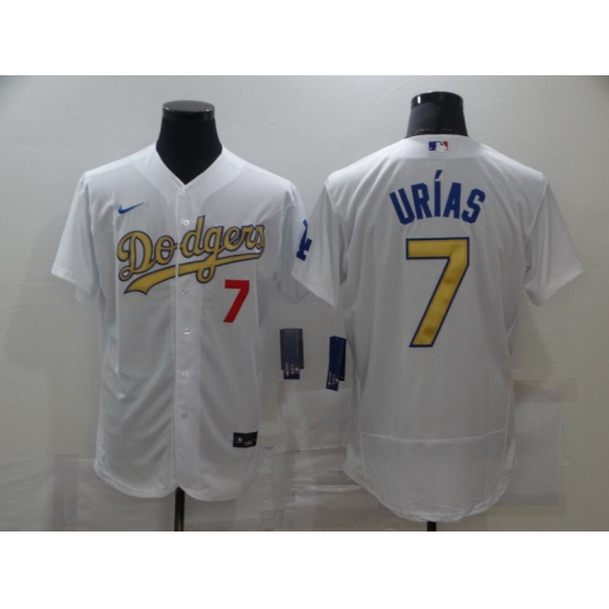 Men Los Angeles Dodgers 7 Julio Urias 2020 White Gold Sttiched Nike MLB Jersey Men Los Angeles Dodgers 7 Julio Urias 2020 White Gold Sttiched Nike MLB Jersey